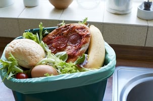 Food waste bin in kitchen