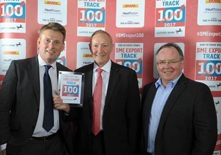 Stuart, Alan and Malcolm at The Sunday Llloyds SME Export 100 Fast Track awards dinner